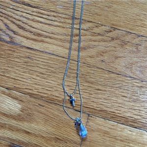 Double layered silver cross necklace